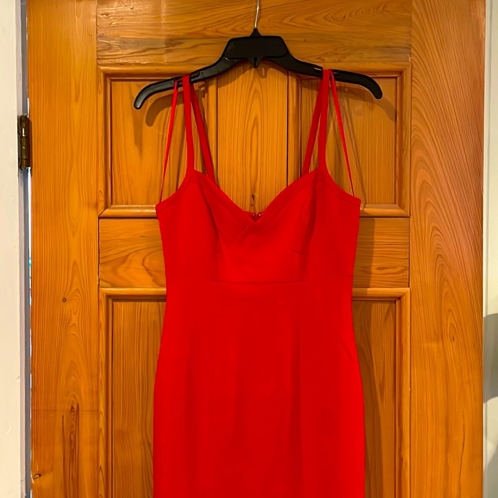 Red formal maxi, Likely, size 2